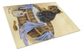Yorkie Bath Time Cutting Board Tempered Glass Kitchen Cutting Surface, Heat Resistant Chopping, Non-Slip Feet, Food Prep & Serving