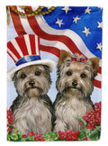 Yorkie USA House Flag 28x40 Porch Sleeve Pole Decorative Outside Yard Banner Artwork Wall Hanging, Polyester
