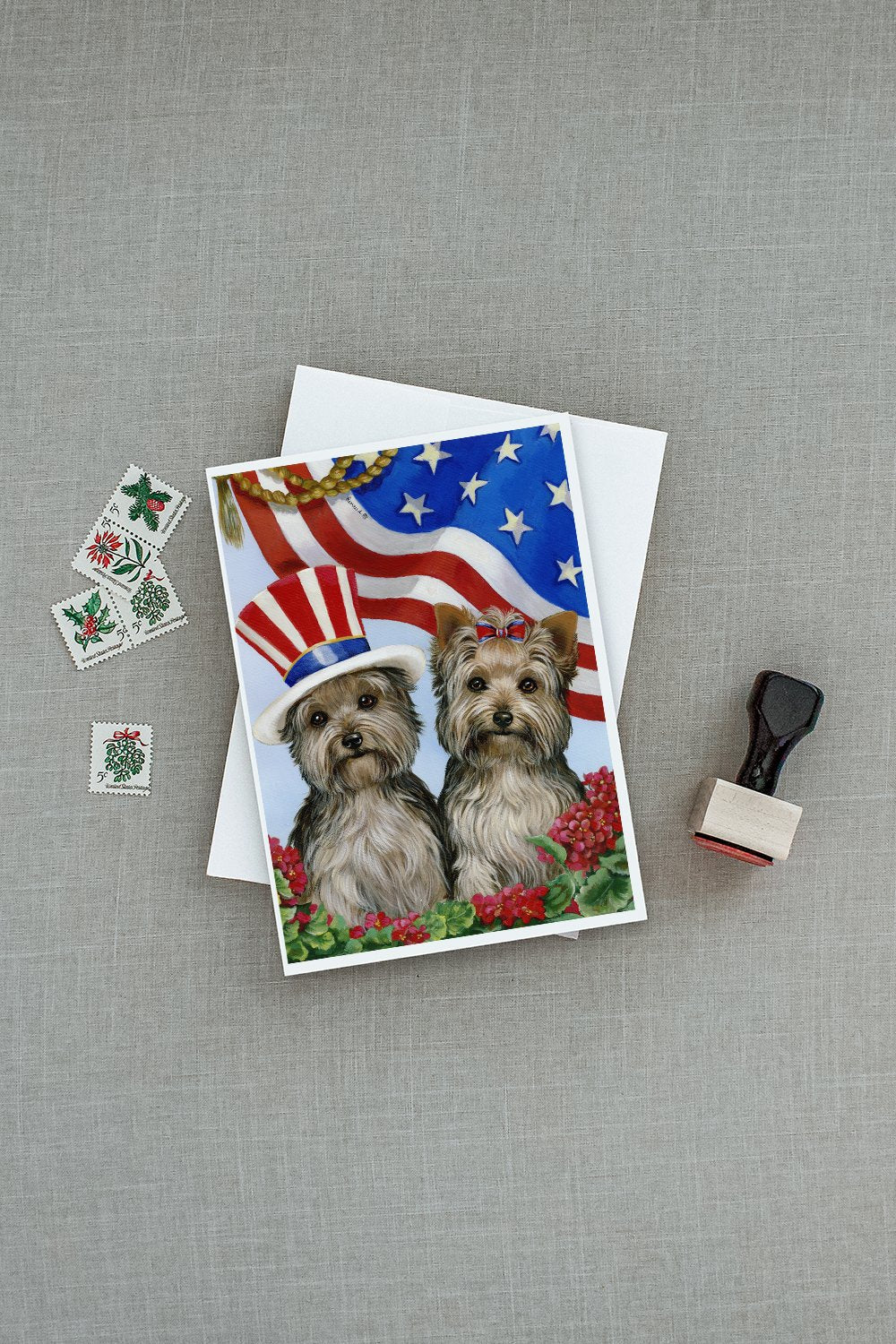 Yorkie USA Greeting Cards Pack of 8 Blank Cards with Envelopes Whimsical A7 Size 5x7
