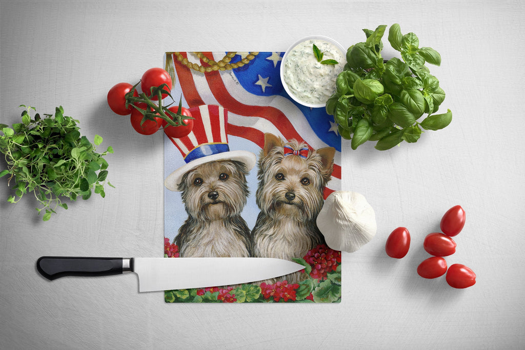Yorkie USA Cutting Board Tempered Glass Kitchen Cutting Surface, Heat Resistant Chopping, Non-Slip Feet, Food Prep & Serving