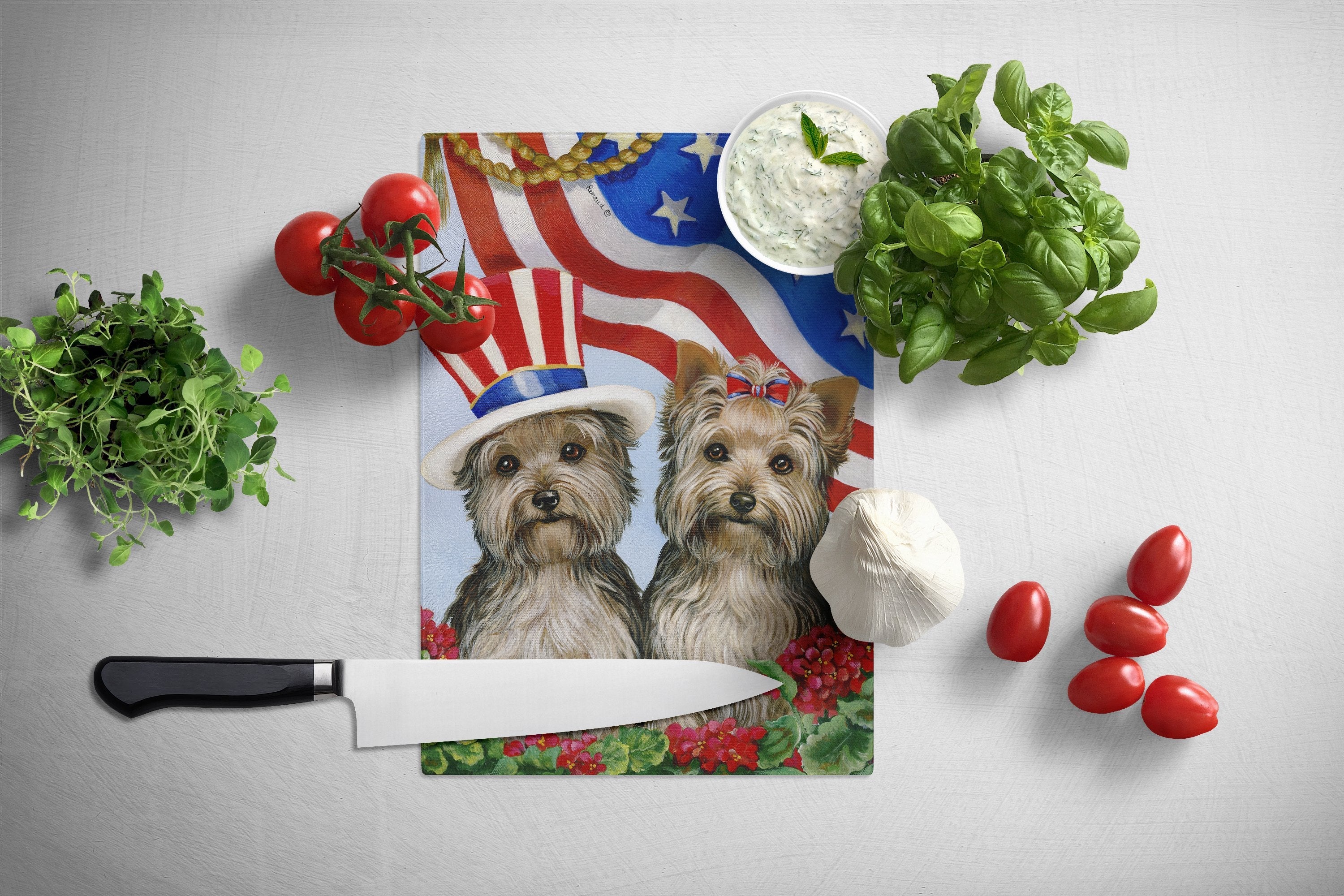 Yorkie USA Cutting Board Tempered Glass Kitchen Cutting Surface, Heat Resistant Chopping, Non-Slip Feet, Food Prep & Serving