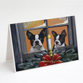 Boston Terrier Looking for Santa Christmas Greeting Cards Pack of 8 Blank Cards with Envelopes Whimsical A7 Size 5x7