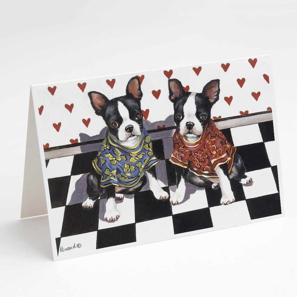 Boston Terrier Puppy Love Greeting Cards Pack of 8 Blank Cards with Envelopes Whimsical A7 Size 5x7