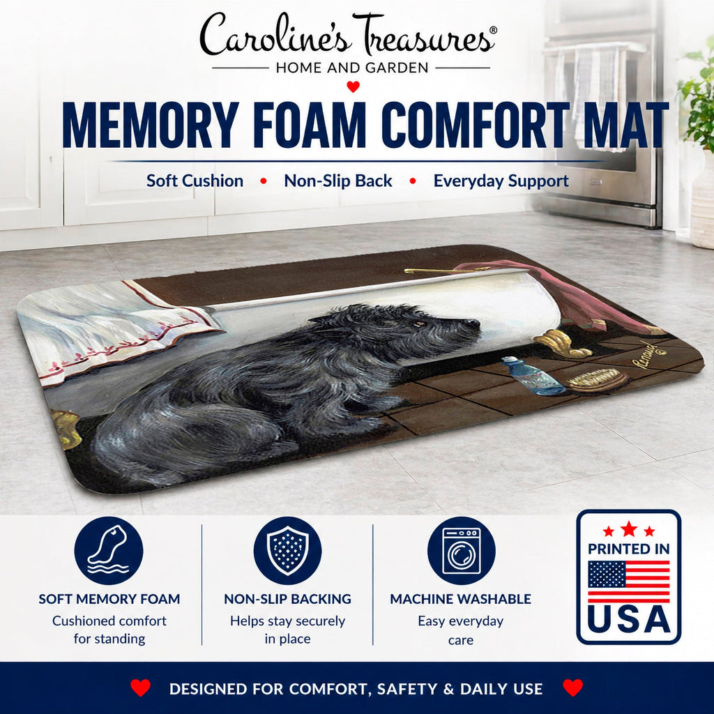 Cairn Terrier Bath Time Memory Foam Kitchen Mat Machine Washable Anti-Fatigue Cushion Comfort Bath or Kitchen Rug