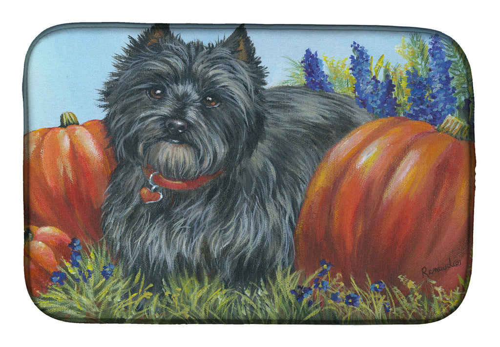 Cairn Terrier Mom's Pumpkins Dish Drying Mat Absorbent Dish Drying Mat Pad for Kitchen Counter Dish Drainer Mat for Countertop, 14 x 21", Multicolor