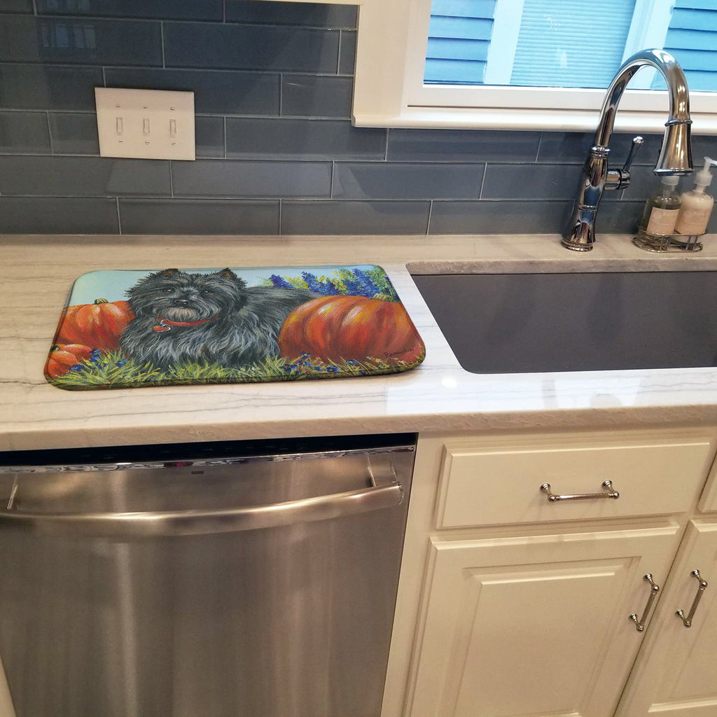 Cairn Terrier Mom's Pumpkins Dish Drying Mat Absorbent Dish Drying Mat Pad for Kitchen Counter Dish Drainer Mat for Countertop, 14 x 21", Multicolor