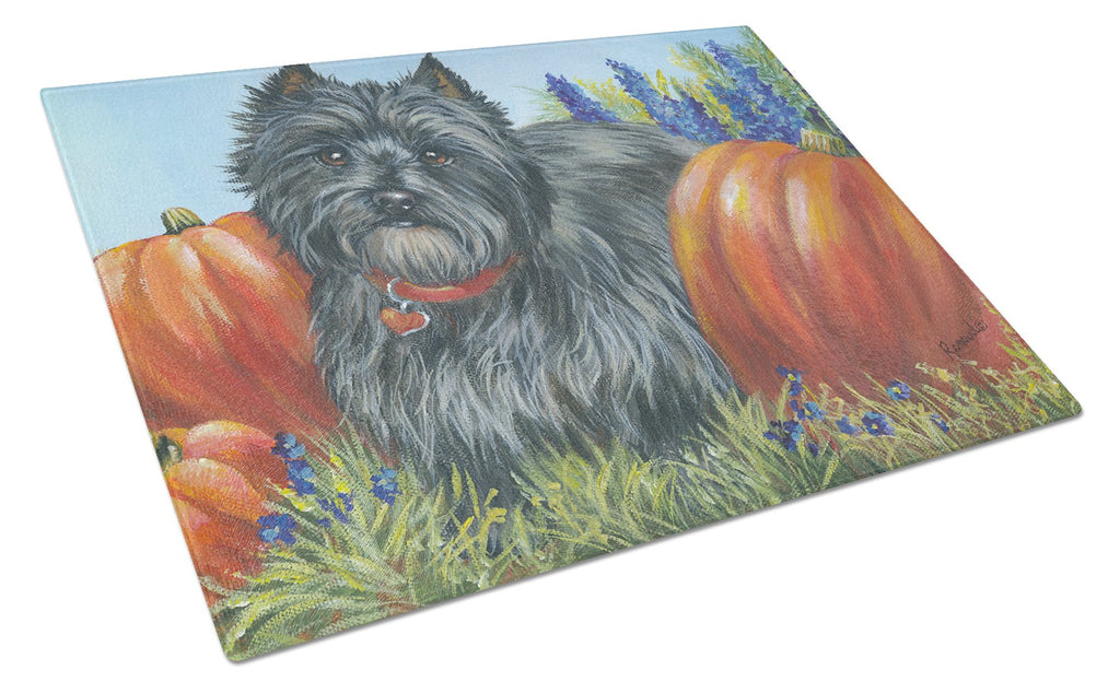 Cairn Terrier Mom's Pumpkins Cutting Board Tempered Glass Kitchen Cutting Surface, Heat Resistant Chopping, Non-Slip Feet, Food Prep & Serving