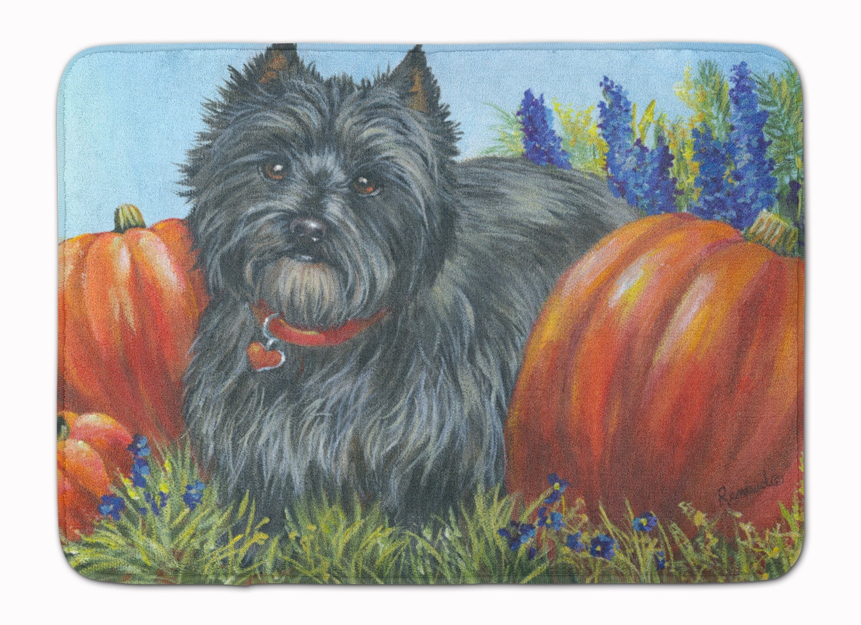 Cairn Terrier Mom's Pumpkins Memory Foam Kitchen Mat Machine Washable Anti-Fatigue Cushion Comfort Bath or Kitchen Rug