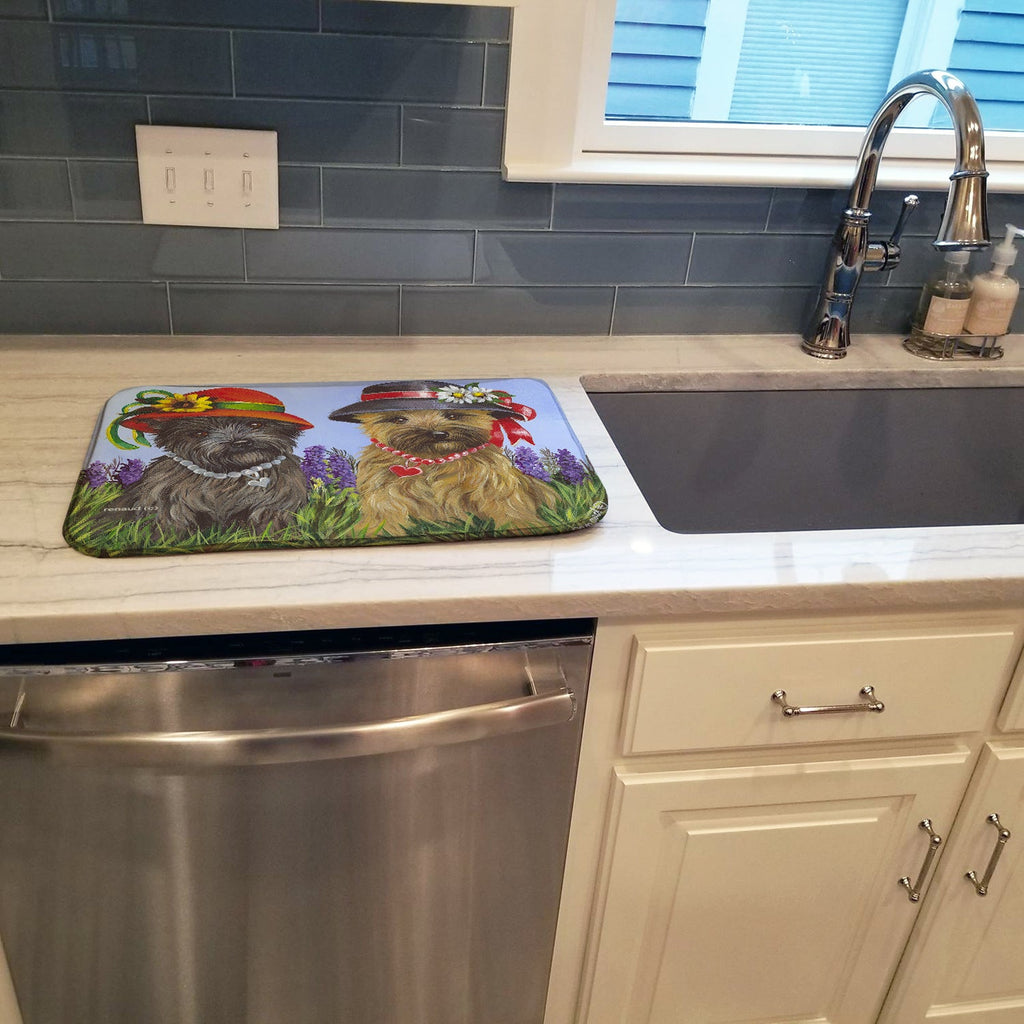 Cairn Terrier Sisters Dish Drying Mat Absorbent Dish Drying Mat Pad for Kitchen Counter Dish Drainer Mat for Countertop, 14 x 21", Multicolor