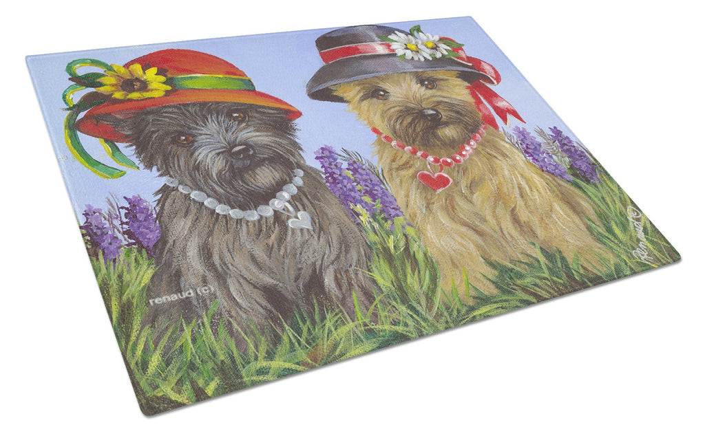 Cairn Terrier Sisters Cutting Board Tempered Glass Kitchen Cutting Surface, Heat Resistant Chopping, Non-Slip Feet, Food Prep & Serving