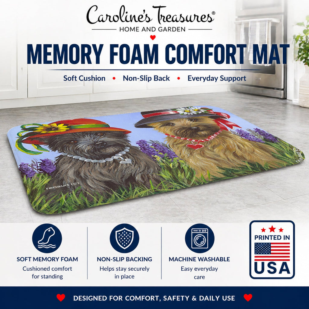 Cairn Terrier Sisters Memory Foam Kitchen Mat Machine Washable Anti-Fatigue Cushion Comfort Bath or Kitchen Rug