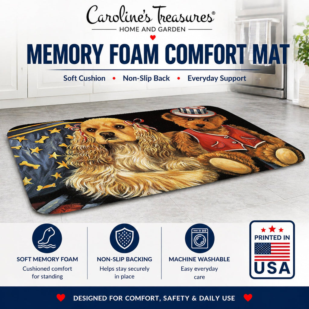 Cocker Spaniel Annie and Henri Memory Foam Kitchen Mat Machine Washable Anti-Fatigue Cushion Comfort Bath or Kitchen Rug