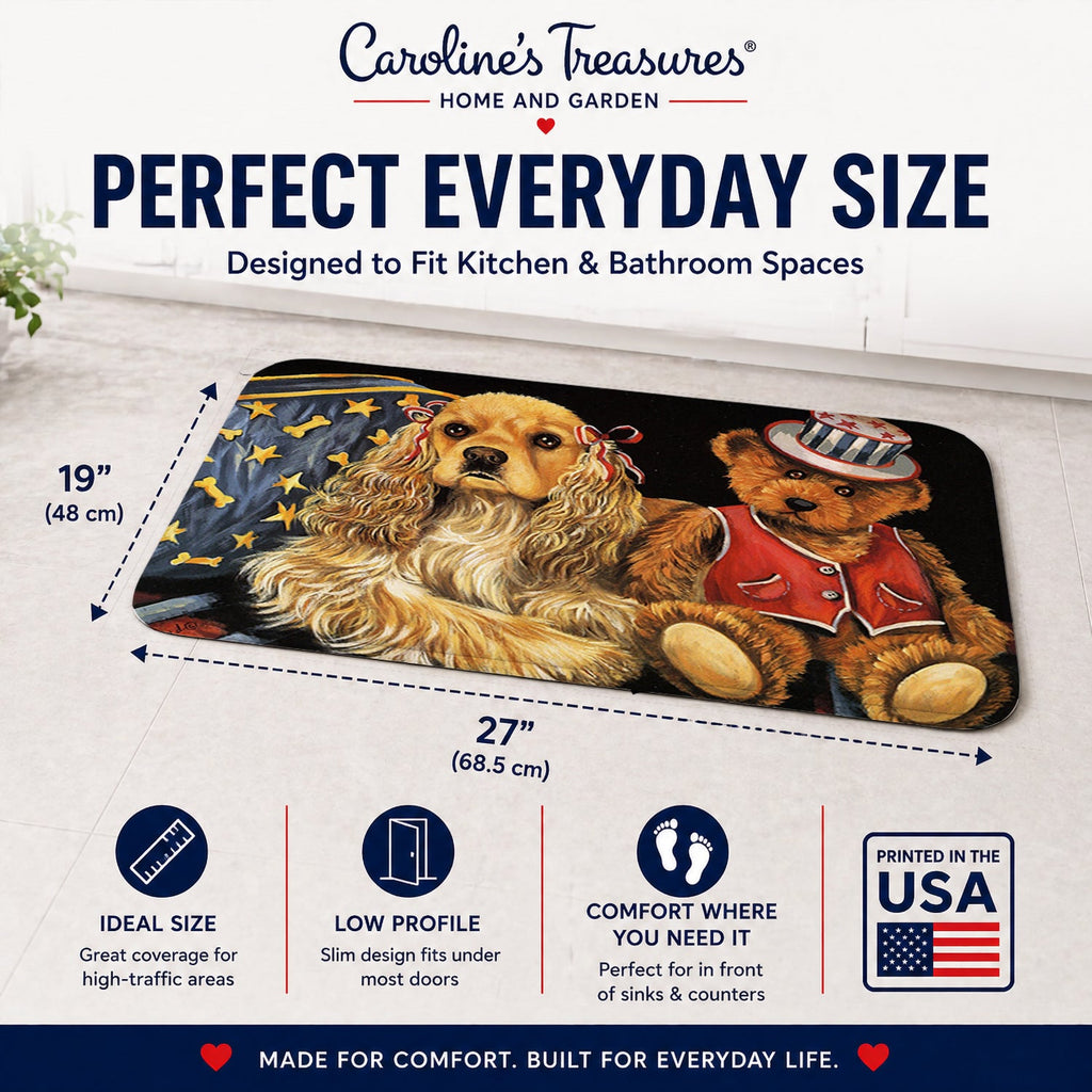 Cocker Spaniel Annie and Henri Memory Foam Kitchen Mat Machine Washable Anti-Fatigue Cushion Comfort Bath or Kitchen Rug