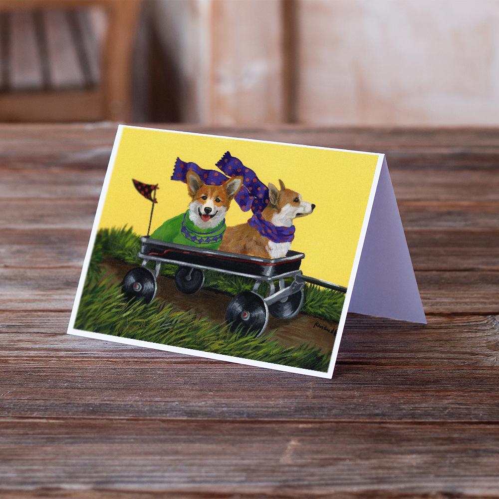 Corgi Express Greeting Cards Pack of 8 Blank Cards with Envelopes Whimsical A7 Size 5x7