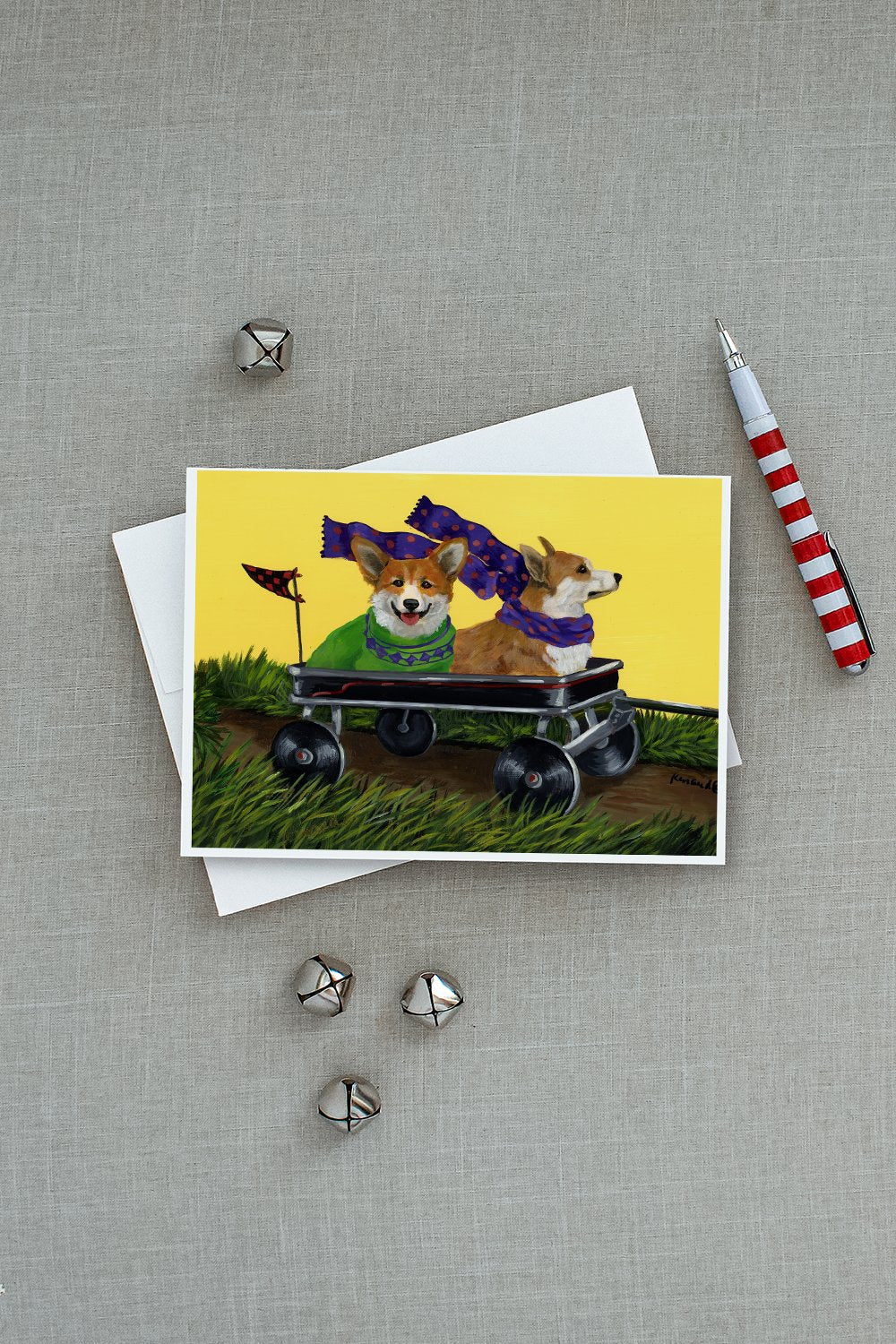 Corgi Express Greeting Cards Pack of 8 Blank Cards with Envelopes Whimsical A7 Size 5x7