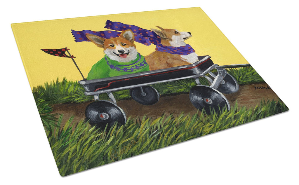 Corgi Express Cutting Board Tempered Glass Kitchen Cutting Surface, Heat Resistant Chopping, Non-Slip Feet, Food Prep & Serving