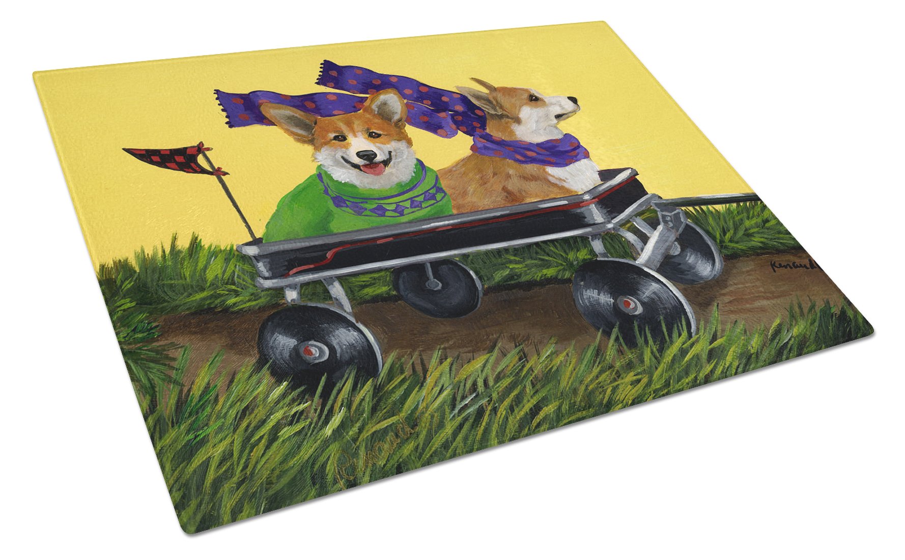Corgi Express Cutting Board Tempered Glass Kitchen Cutting Surface, Heat Resistant Chopping, Non-Slip Feet, Food Prep & Serving
