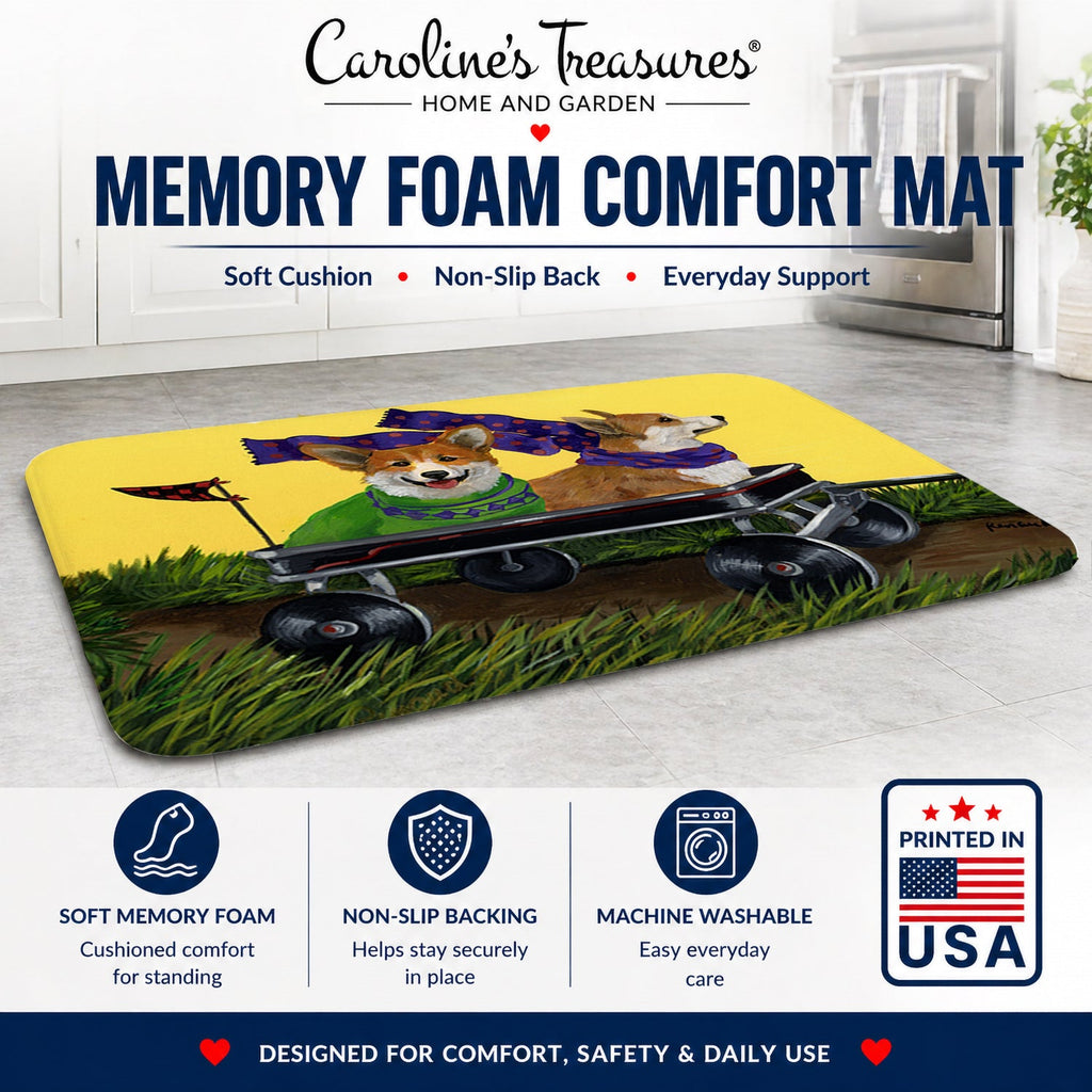 Corgi Express Memory Foam Kitchen Mat Machine Washable Anti-Fatigue Cushion Comfort Bath or Kitchen Rug