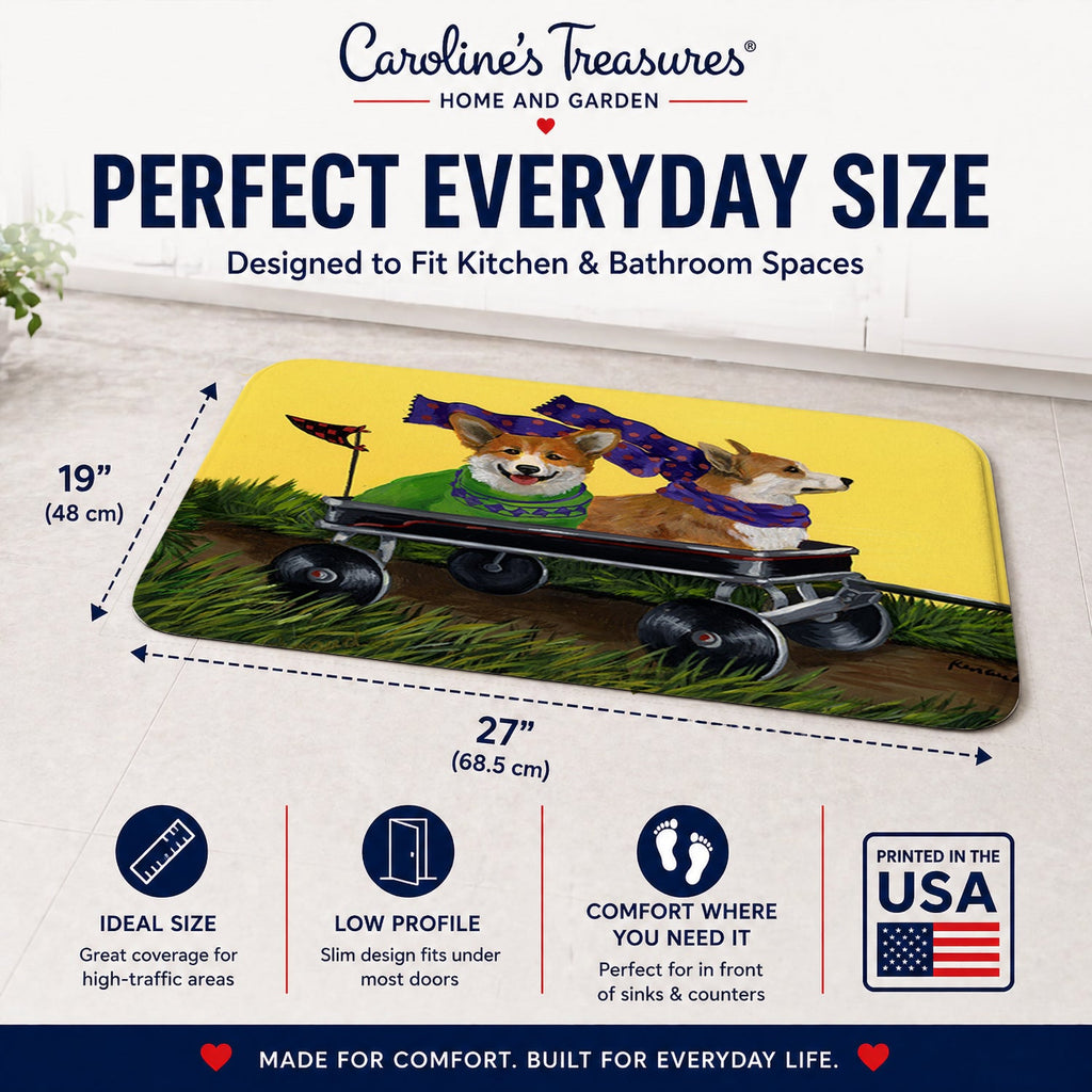 Corgi Express Memory Foam Kitchen Mat Machine Washable Anti-Fatigue Cushion Comfort Bath or Kitchen Rug