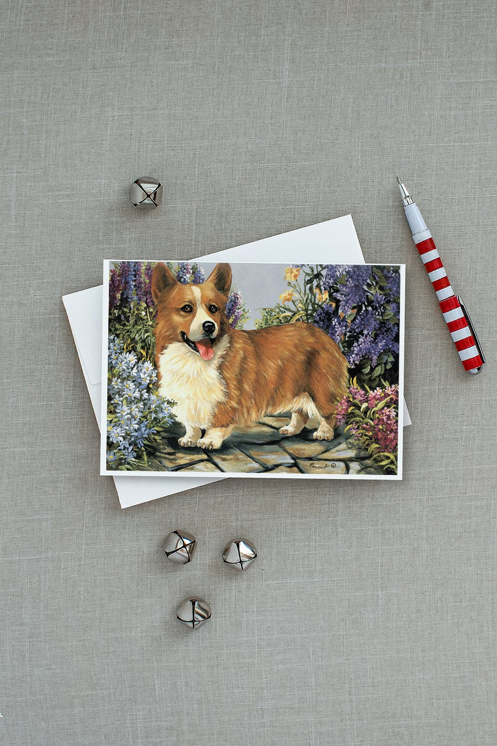 Corgi Garden Georgi Greeting Cards Pack of 8 Blank Cards with Envelopes Whimsical A7 Size 5x7