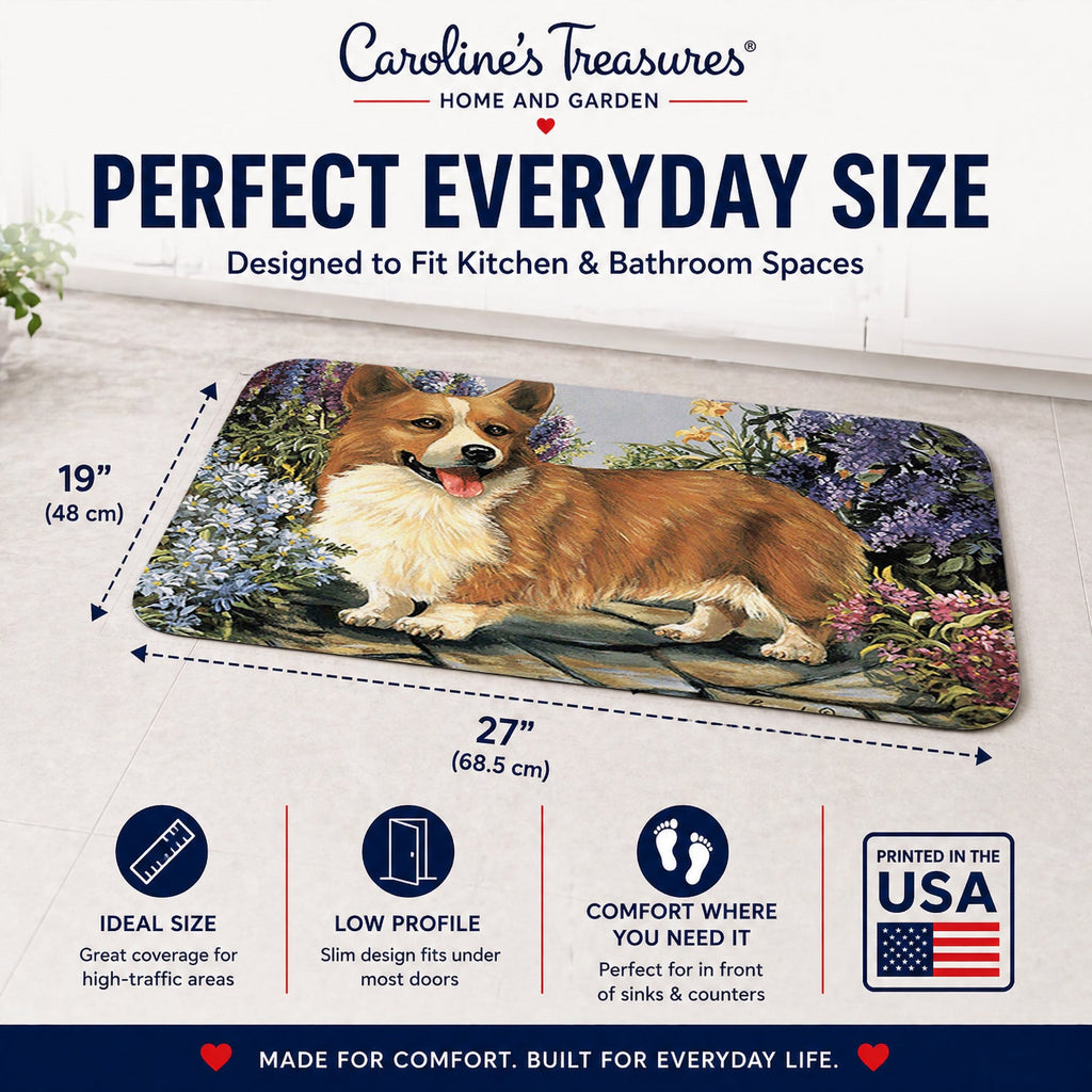 Corgi Garden Georgi Memory Foam Kitchen Mat Machine Washable Anti-Fatigue Cushion Comfort Bath or Kitchen Rug
