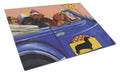 Dachshund Dachsmobile Cutting Board Tempered Glass Kitchen Cutting Surface, Heat Resistant Chopping, Non-Slip Feet, Food Prep & Serving