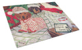 Dachshund Christmas Waiting for Santa Cutting Board Tempered Glass Kitchen Cutting Surface, Heat Resistant Chopping, Non-Slip Feet, Food Prep & Serving