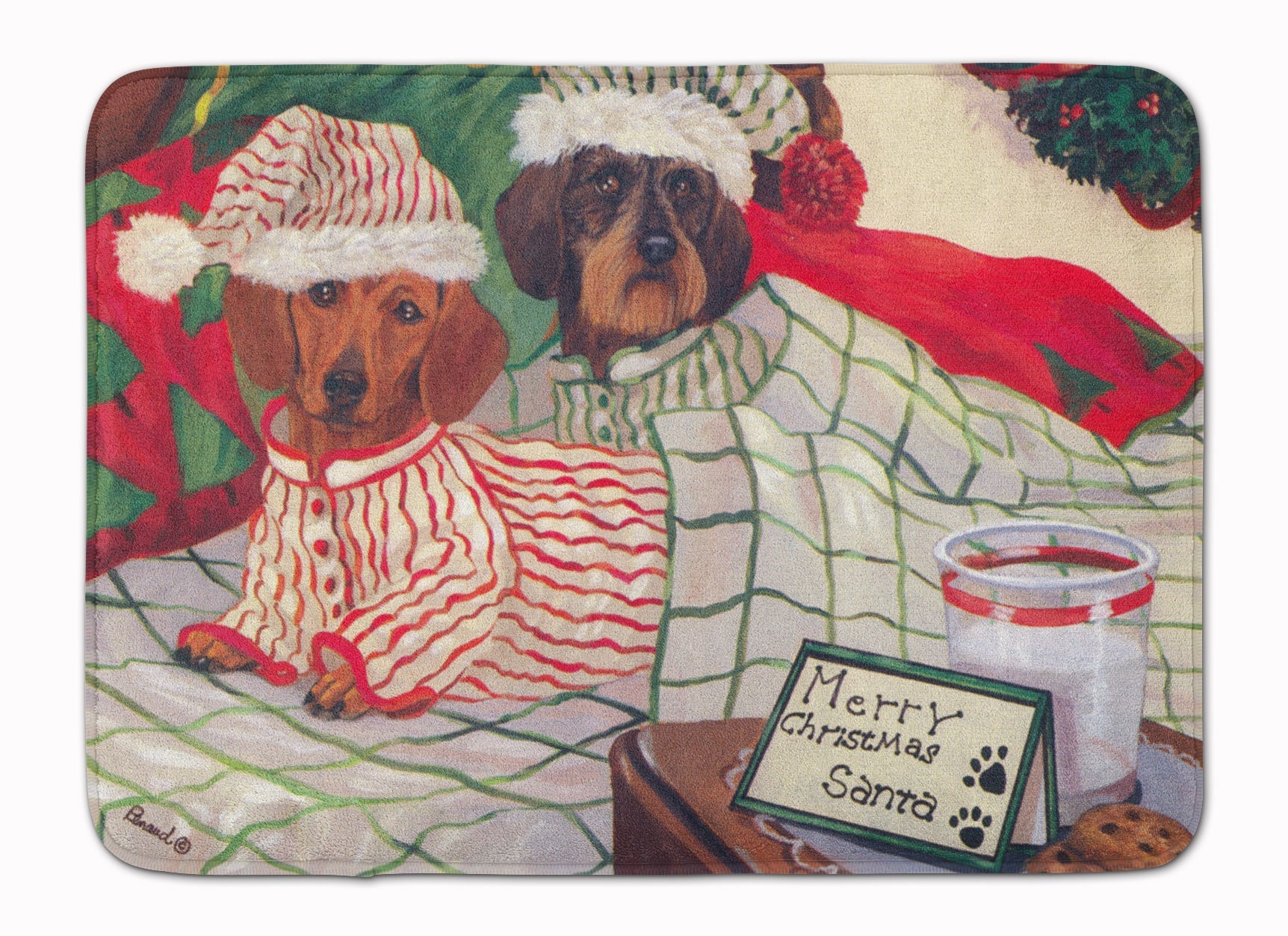 Dachshund Christmas Waiting for Santa Memory Foam Kitchen Mat Machine Washable Anti-Fatigue Cushion Comfort Bath or Kitchen Rug