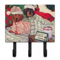 Dachshund Christmas Waiting for Santa Leash or Key Holder Wall Hooks, Coat Rack Wall Mount, for Hanging Keys, Towels, Aprons, Leashes