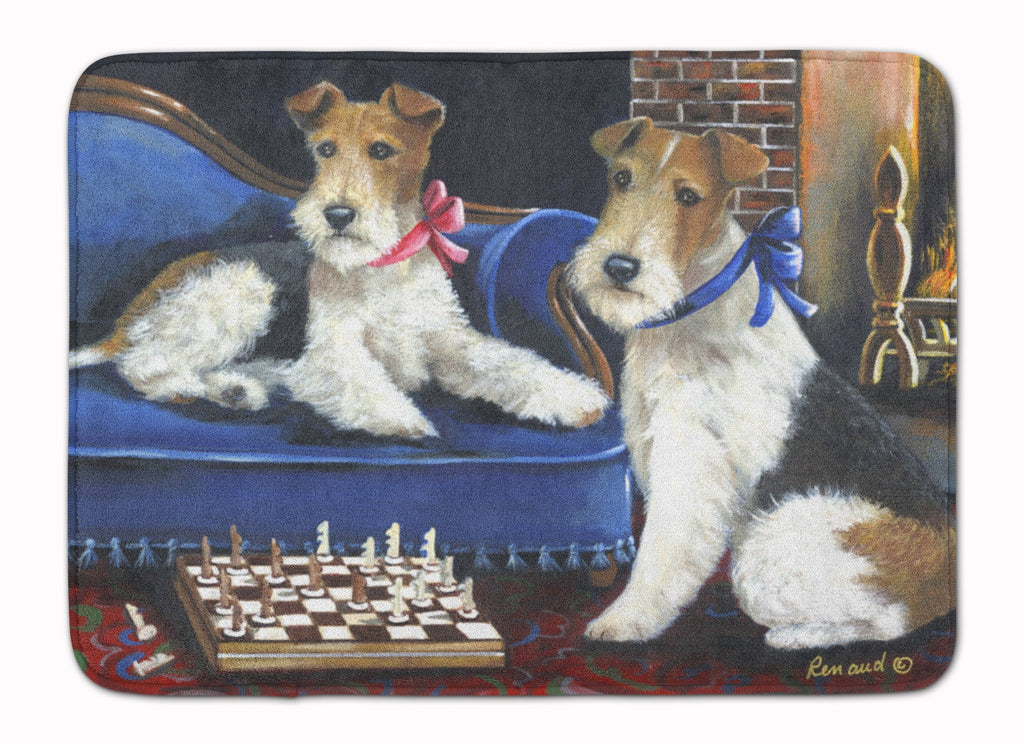 Fox Terrier Checkmates Memory Foam Kitchen Mat Machine Washable Anti-Fatigue Cushion Comfort Bath or Kitchen Rug