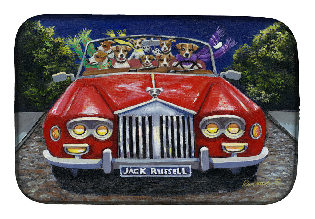 Jack Russell Evening Cruise Dish Drying Mat Absorbent Dish Drying Mat Pad for Kitchen Counter Dish Drainer Mat for Countertop, 14 x 21", Multicolor