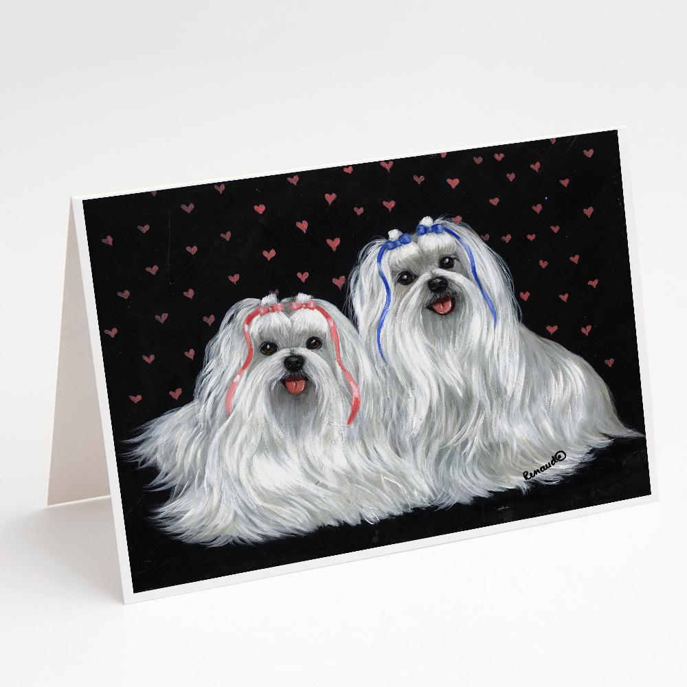 Maltese Sweethearts Greeting Cards Pack of 8 Blank Cards with Envelopes Whimsical A7 Size 5x7