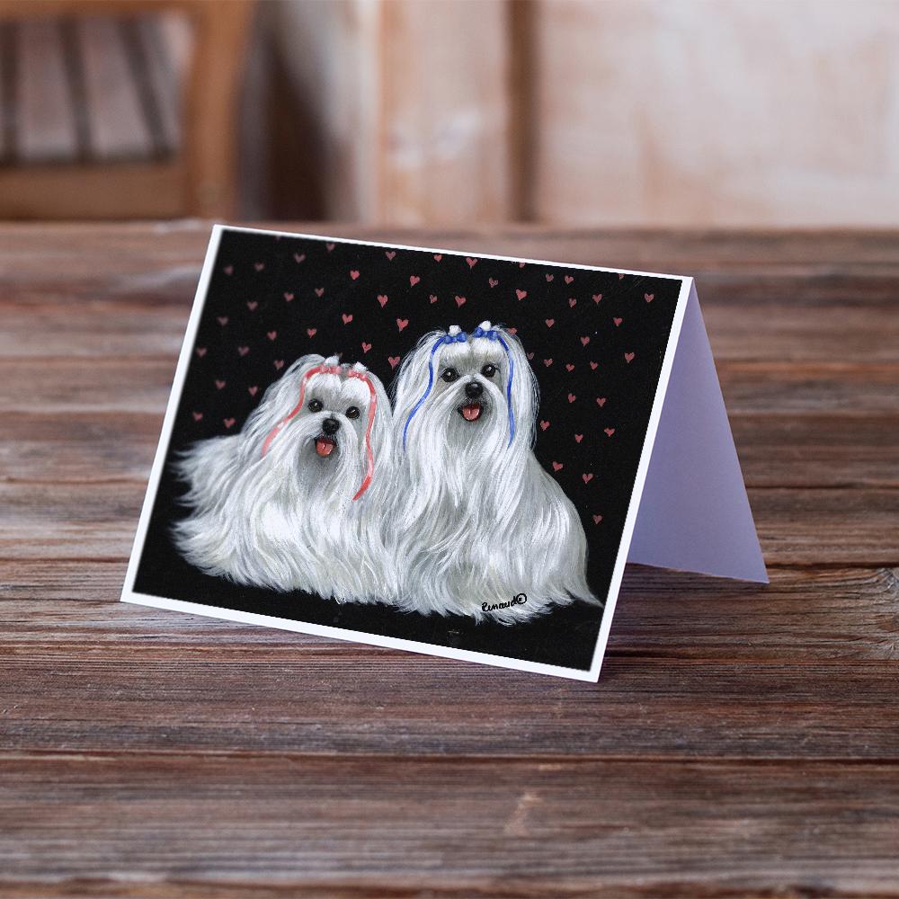 Maltese Sweethearts Greeting Cards Pack of 8 Blank Cards with Envelopes Whimsical A7 Size 5x7