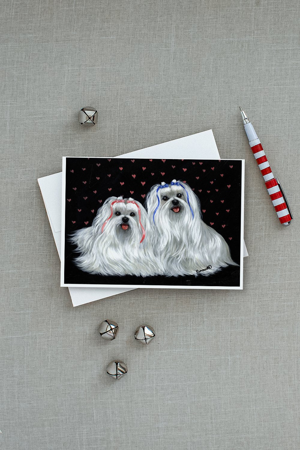 Maltese Sweethearts Greeting Cards Pack of 8 Blank Cards with Envelopes Whimsical A7 Size 5x7