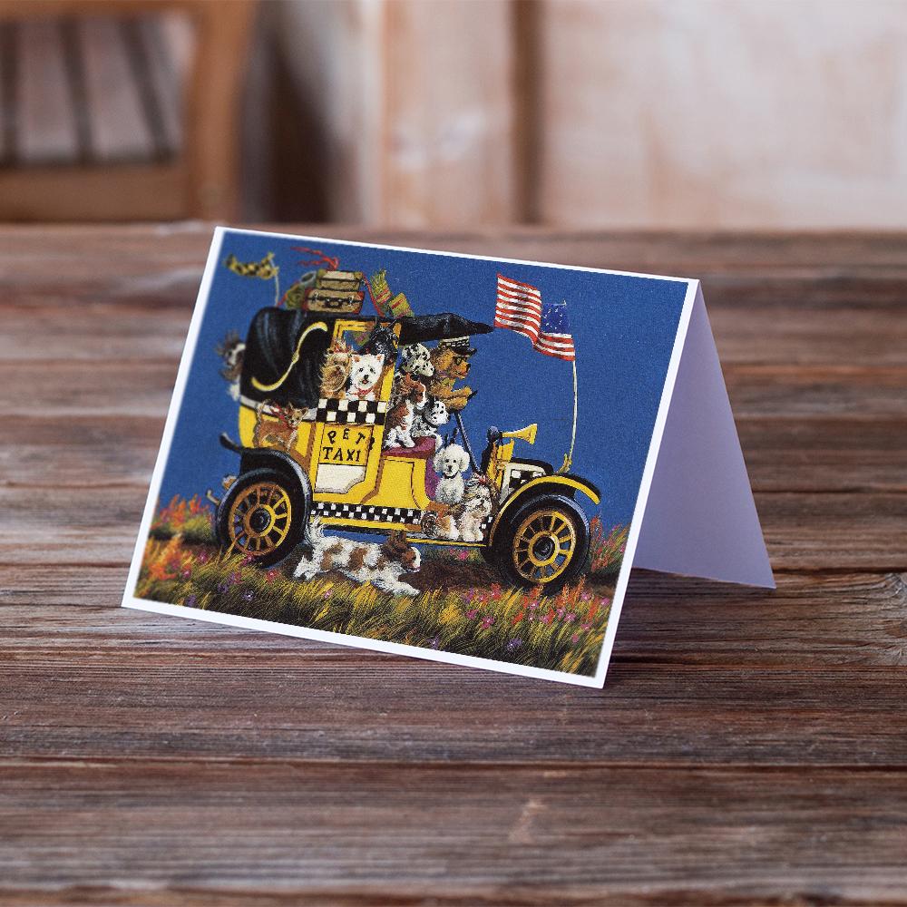 Pet Taxi Multiple Dog Breeds Greeting Cards Pack of 8 Blank Cards with Envelopes Whimsical A7 Size 5x7