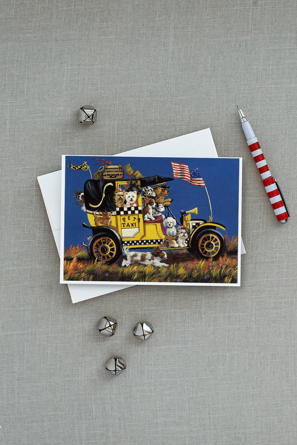 Pet Taxi Multiple Dog Breeds Greeting Cards Pack of 8 Blank Cards with Envelopes Whimsical A7 Size 5x7