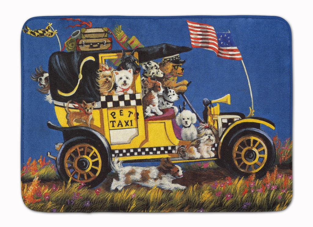 Pet Taxi Multiple Dog Breeds Memory Foam Kitchen Mat Machine Washable Anti-Fatigue Cushion Comfort Bath or Kitchen Rug