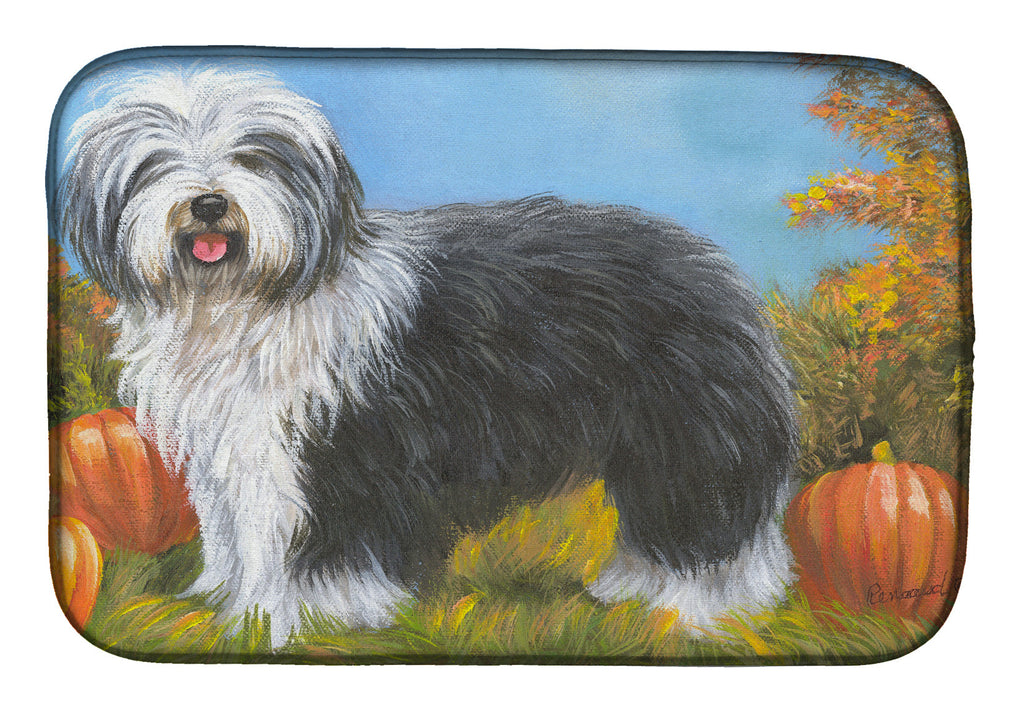 Old English Sheepdog Ocotoberfest Dish Drying Mat Absorbent Dish Drying Mat Pad for Kitchen Counter Dish Drainer Mat for Countertop, 14 x 21", Multicolor