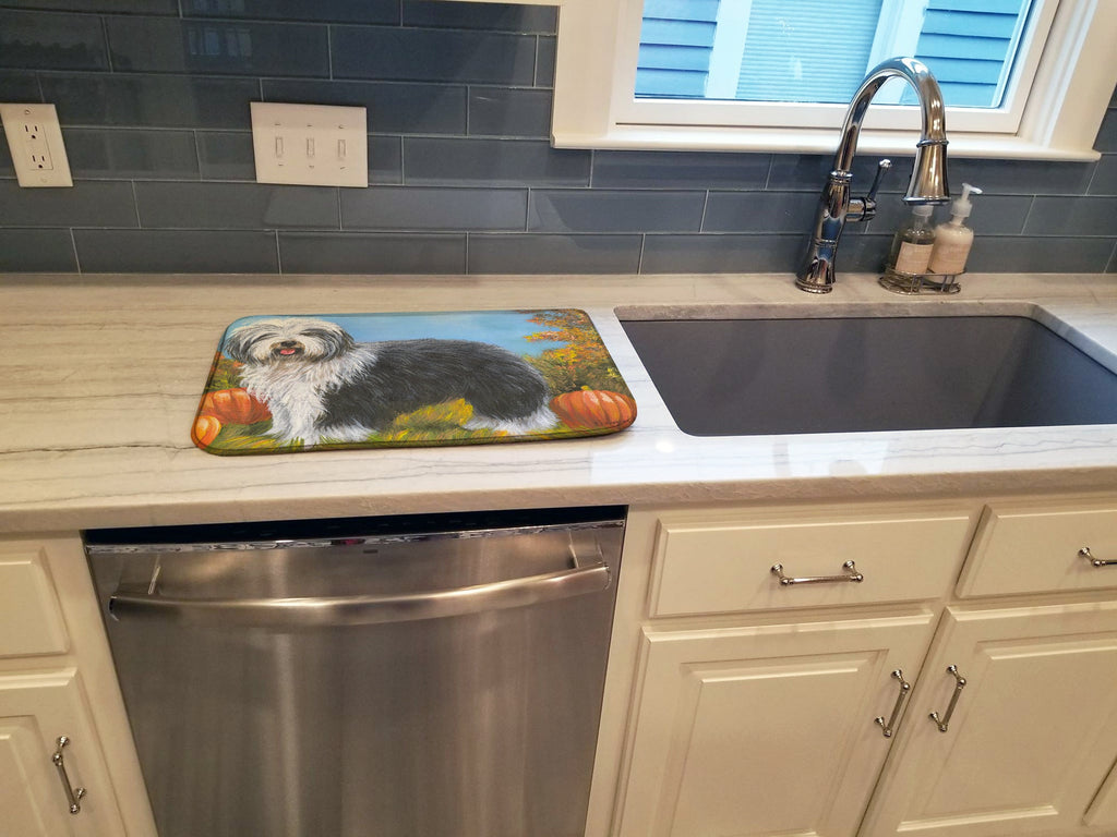 Old English Sheepdog Ocotoberfest Dish Drying Mat Absorbent Dish Drying Mat Pad for Kitchen Counter Dish Drainer Mat for Countertop, 14 x 21", Multicolor
