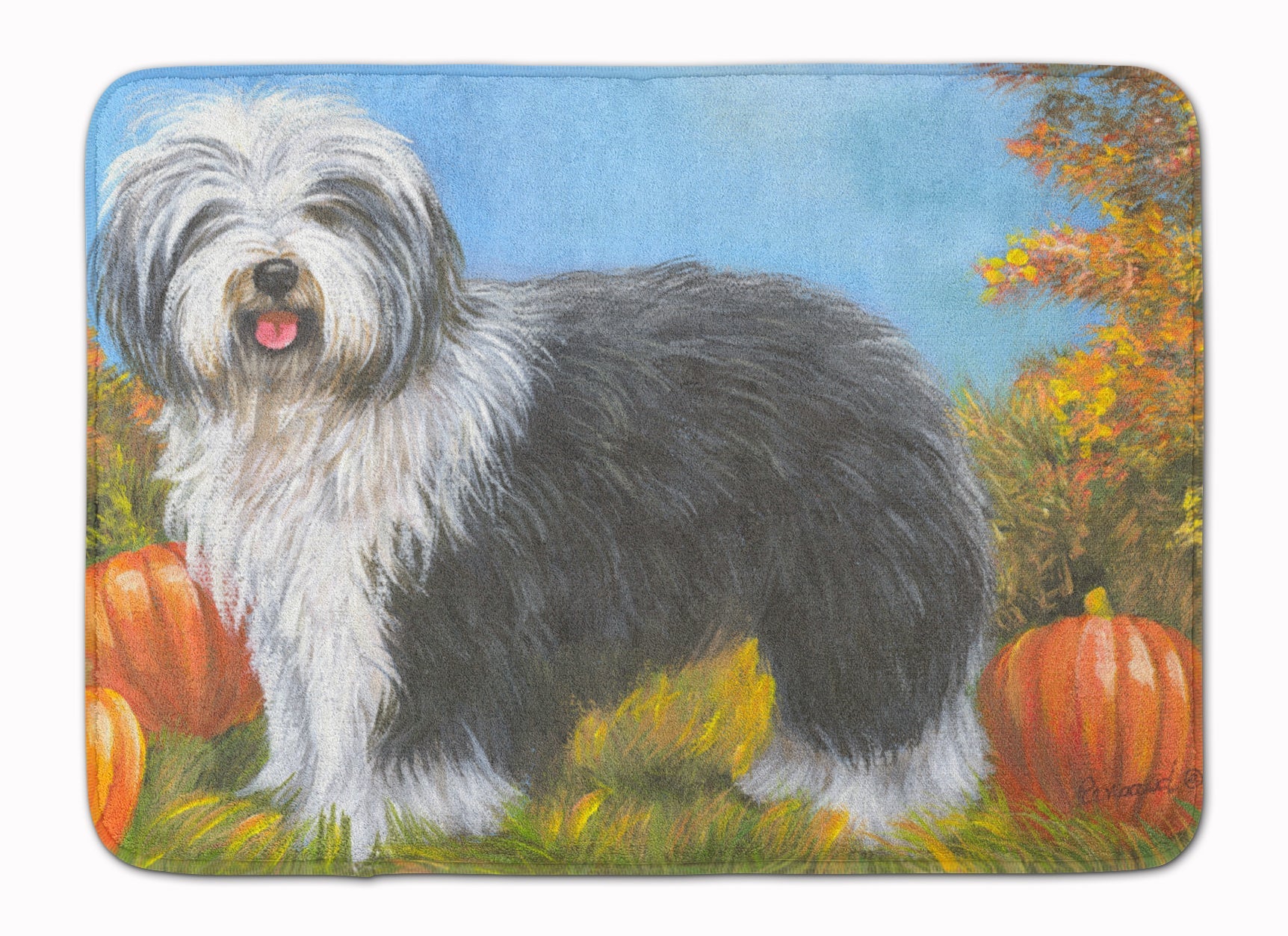Old English Sheepdog Ocotoberfest Memory Foam Kitchen Mat Machine Washable Anti-Fatigue Cushion Comfort Bath or Kitchen Rug
