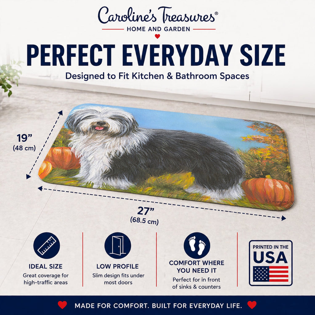 Old English Sheepdog Ocotoberfest Memory Foam Kitchen Mat Machine Washable Anti-Fatigue Cushion Comfort Bath or Kitchen Rug