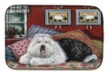 Old English Sheepdog Sweet Dreams Dish Drying Mat Absorbent Dish Drying Mat Pad for Kitchen Counter Dish Drainer Mat for Countertop, 14 x 21", Multicolor