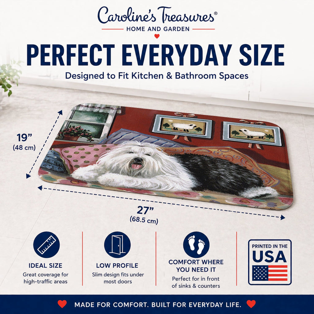 Old English Sheepdog Sweet Dreams Memory Foam Kitchen Mat Machine Washable Anti-Fatigue Cushion Comfort Bath or Kitchen Rug