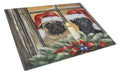 Pug Christmas Anticipation Cutting Board Tempered Glass Kitchen Cutting Surface, Heat Resistant Chopping, Non-Slip Feet, Food Prep & Serving