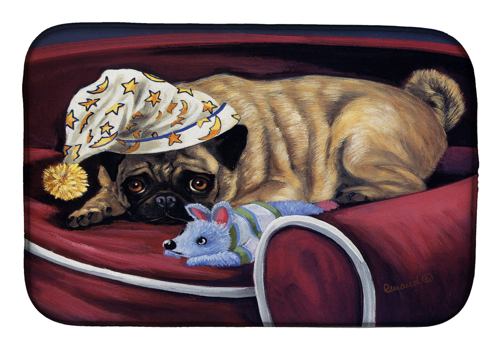 Pug Goodnight Sweetheart Dish Drying Mat Absorbent Dish Drying Mat Pad for Kitchen Counter Dish Drainer Mat for Countertop, 14 x 21", Multicolor