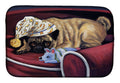 Pug Goodnight Sweetheart Dish Drying Mat Absorbent Dish Drying Mat Pad for Kitchen Counter Dish Drainer Mat for Countertop, 14 x 21", Multicolor