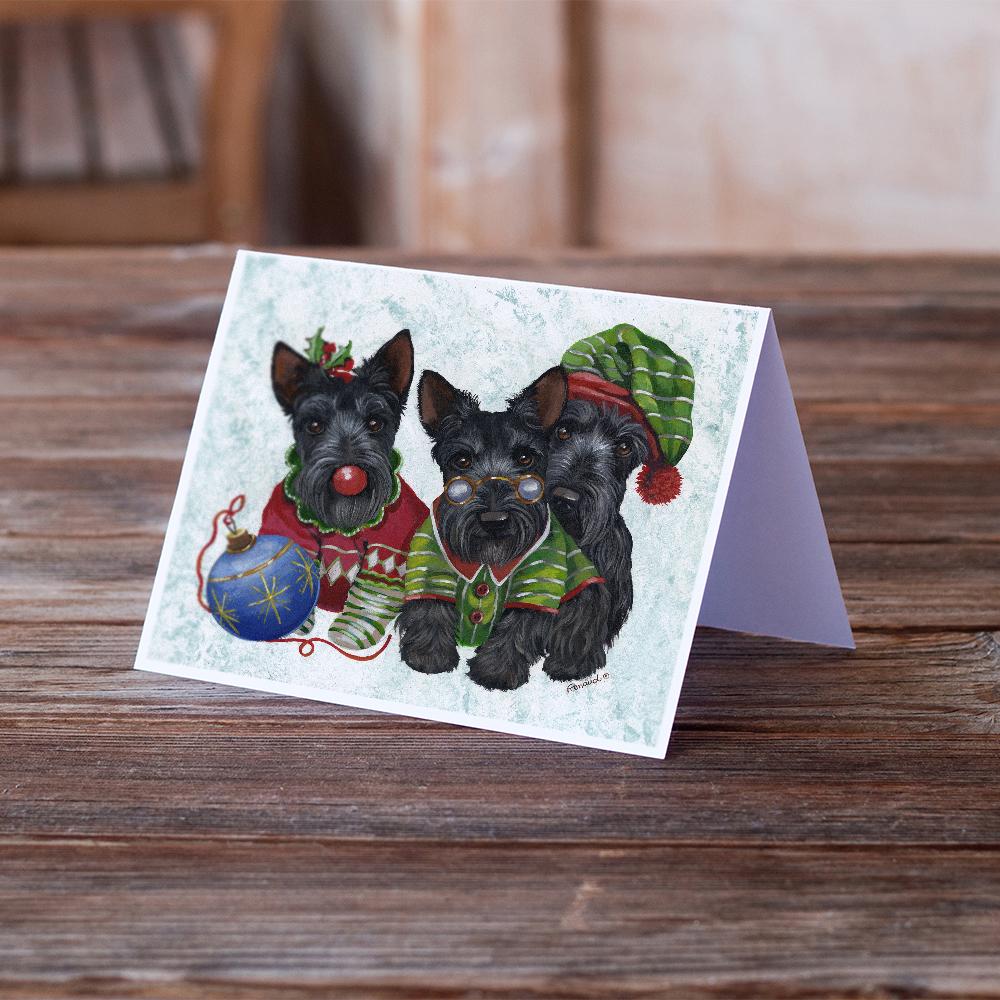 Scottish Terrier Christmas Elves Greeting Cards Pack of 8 Blank Cards with Envelopes Whimsical A7 Size 5x7