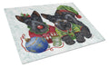 Scottish Terrier Christmas Elves Cutting Board Tempered Glass Kitchen Cutting Surface, Heat Resistant Chopping, Non-Slip Feet, Food Prep & Serving