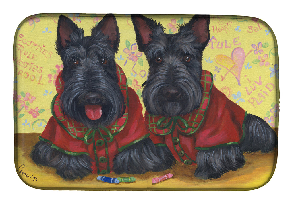 Scottish Terrier Scotties Rule Dish Drying Mat Absorbent Dish Drying Mat Pad for Kitchen Counter Dish Drainer Mat for Countertop, 14 x 21", Multicolor