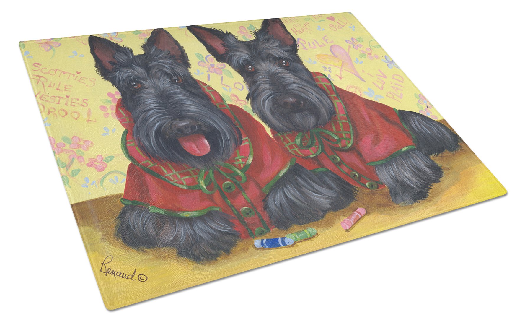 Scottish Terrier Scotties Rule Cutting Board Tempered Glass Kitchen Cutting Surface, Heat Resistant Chopping, Non-Slip Feet, Food Prep & Serving